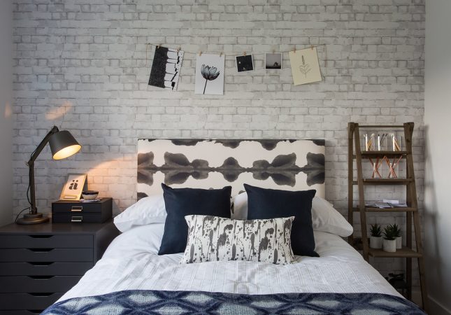 Grey, bedroom, teenagebedroom,industrialdesign,bed,headboard,showhome,interiordesign